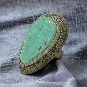 Vintage Navajo large unpolished African turquoise ring